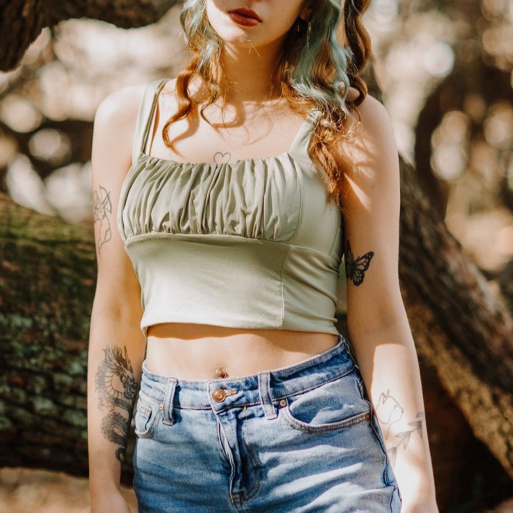 Y2K green crop top